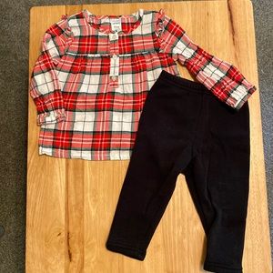 2-Pc Plaid Top & Stretchy Pant Set - Size 18M